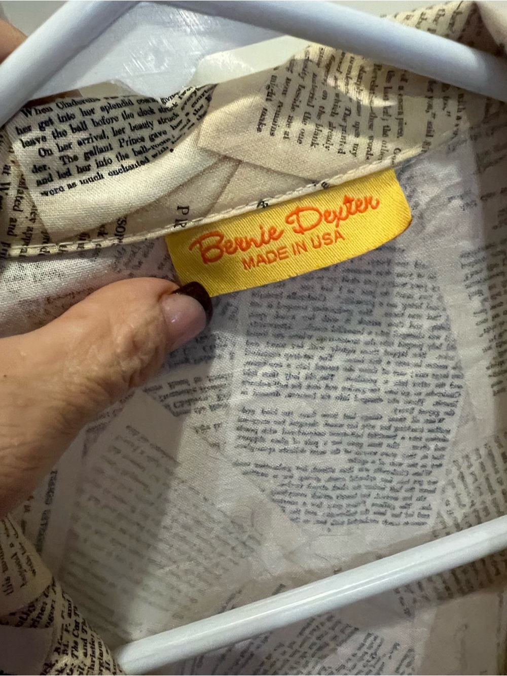 Bernie Dexter Cream dress with Black book pages- one of a kind from samples